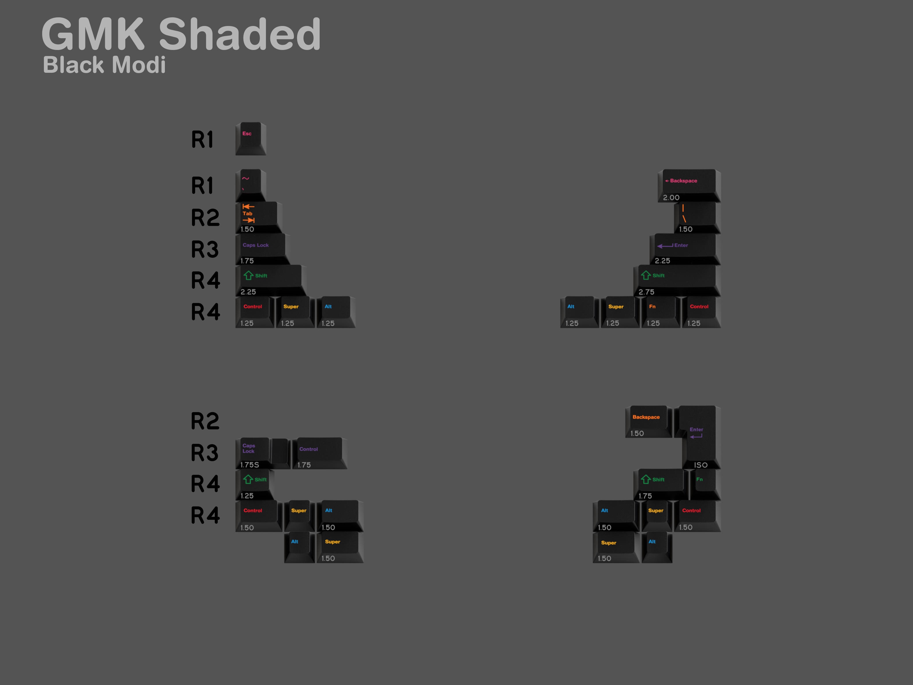 GMK Shaded Keycap Set | Black and Gray Keycaps for Custom Keyboards